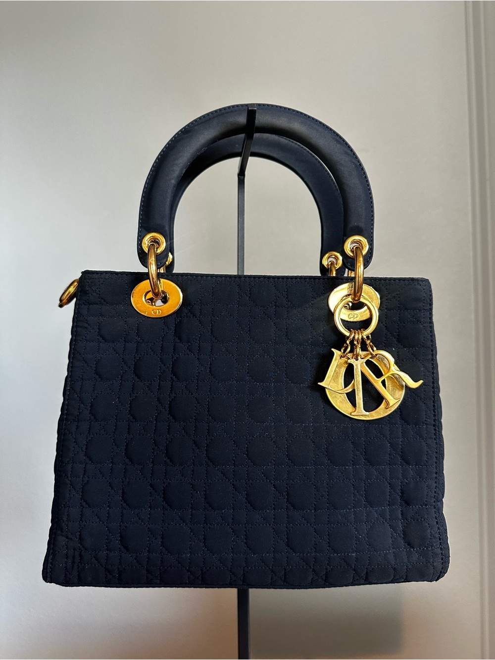 Dior Black Quilted Lady Dior Satchel with Gold Hardware